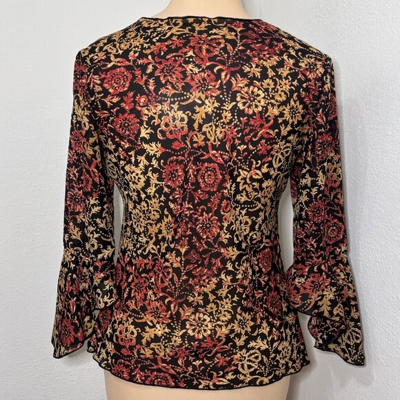 A Byer Womens Y2K Whimsigoth Top Size Small Sheer 90s Dark Romantic Flutter - Picture 2 of 7